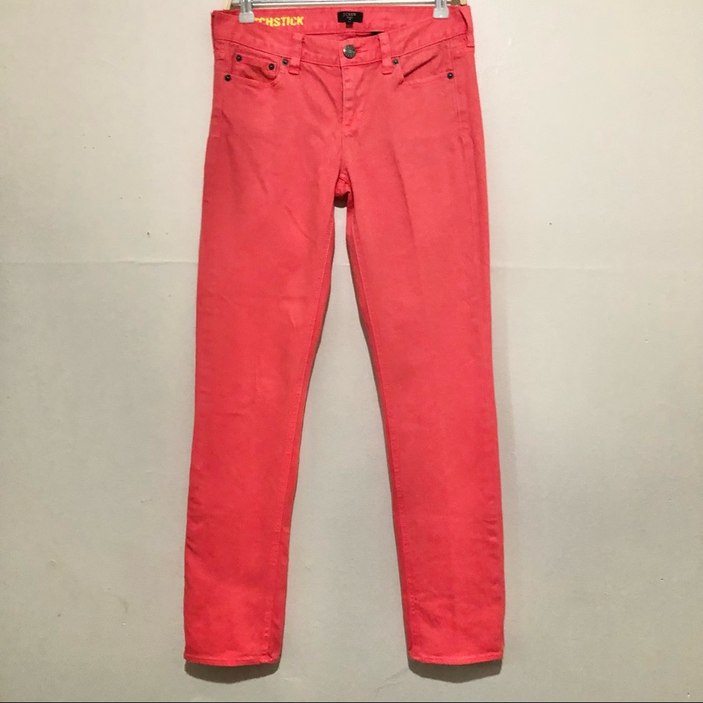 J.Crew Stretch Matchstick bright pink/orange coral jeans Size:27